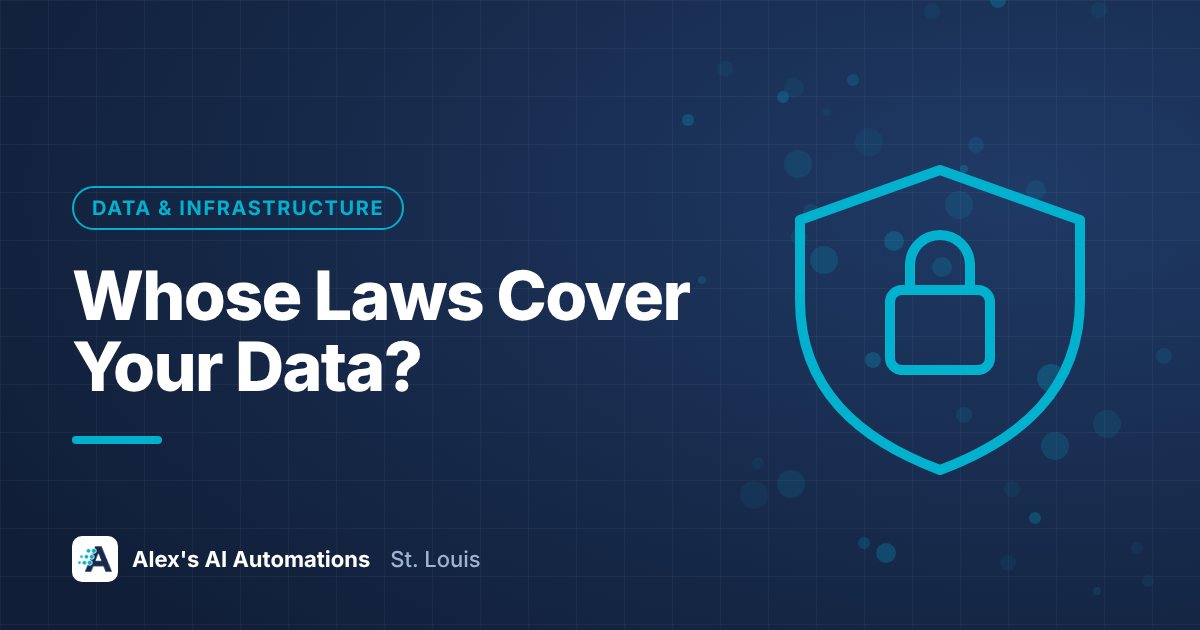 Featured graphic with the headline Whose Laws Cover Your Data?, for a guide to data sovereignty for small business